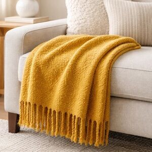 Pottery Barn Golden Yellow Throw Blanket 50x70
